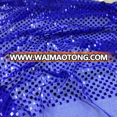 6mm Sequin Fabric , Polyester Knitted Mesh Fabric Glue with Spangle for Indian Dance Cloth , Original Manufacturer in China