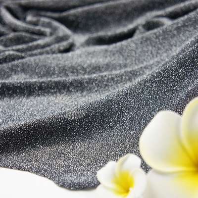 New design Black knitted jersey with silver metallic yarn fabric for fall winter collection